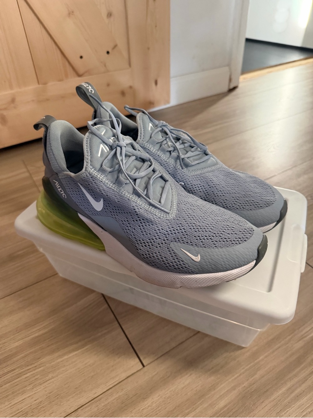 Nike Light gray and Lime Green Air Max 270 Running Shoes